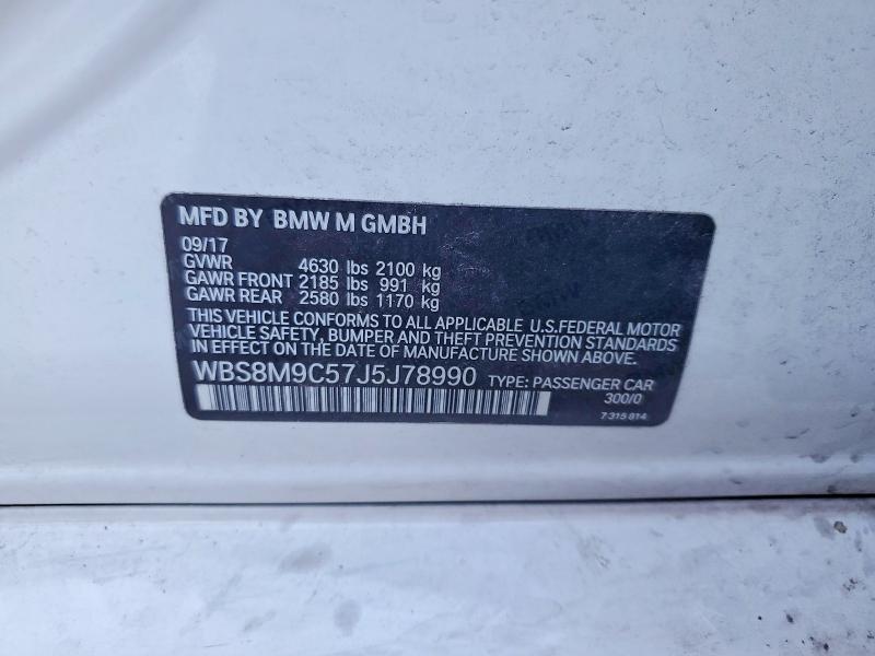 52854406 :رقم المزاد ، WBS8M9C57J5J78990 vin ، 2018 Bmw M3 مزاد بيع