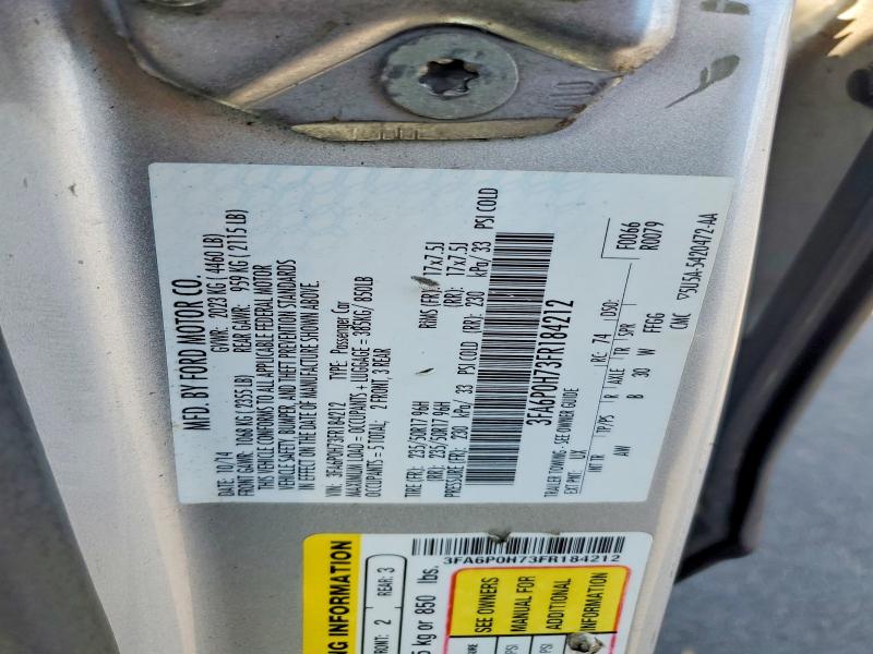 2015 Ford Fusion მანქანა იყიდება აუქციონზე, vin: 3FA6P0H73FR184212, აუქციონის ნომერი: 54768336