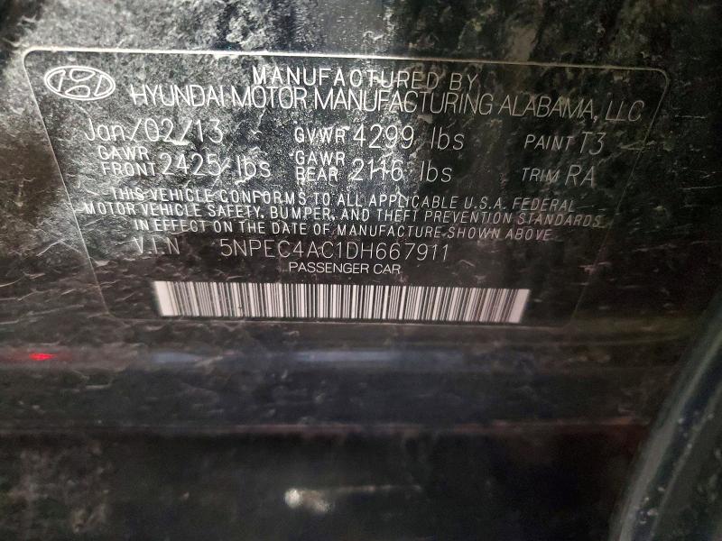 Aukcja sprzedaży 2013 Hyundai Sonata, vin: 5NPEC4AC1DH667911, numer aukcji: 52411006