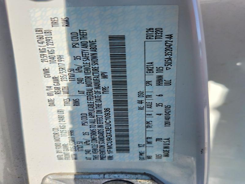 53110226 :رقم المزاد ، 1FMCU9GX3EUC10936 vin ، 2014 Ford Escape مزاد بيع