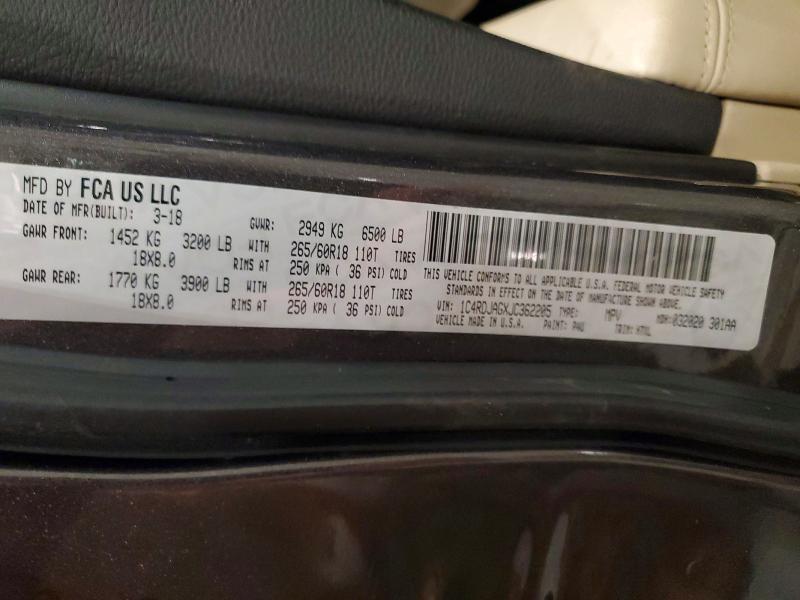 Aukcja sprzedaży 2018 Dodge Durango, vin: 1C4RDJAGXJC362205, numer aukcji: 53391506