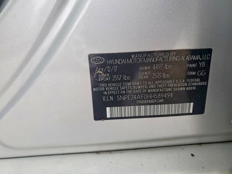 55205086 :رقم المزاد ، 5NPE24AF0HH589494 vin ، 2017 Hyundai Sonata مزاد بيع