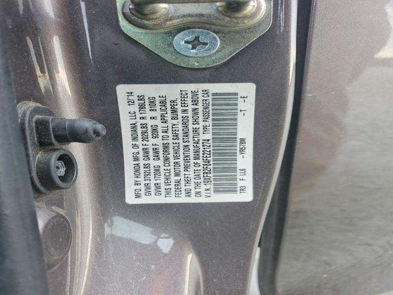 Продажа на аукционе авто 2015 Honda Civic, vin: 19XFB2F84FE221274, номер лота: 52919076