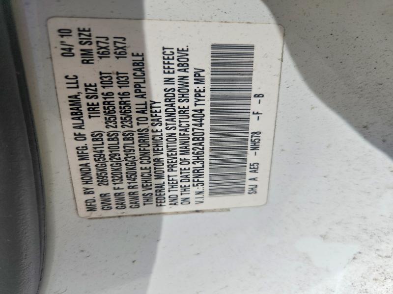 Aukcja sprzedaży 2010 Honda Odyssey, vin: 5FNRL3H62AB074404, numer aukcji: 53645426