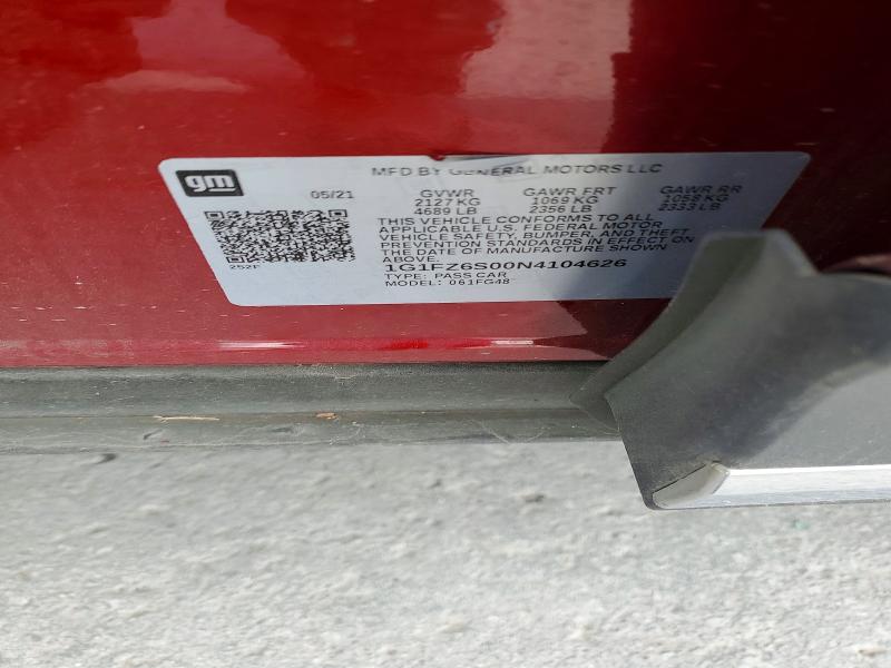 53222176 :رقم المزاد ، 1G1FZ6S00N4104626 vin ، 2022 Chevrolet Bolt Euv مزاد بيع