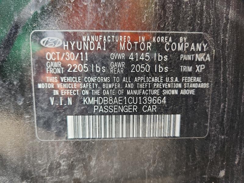 Aukcja sprzedaży 2012 Hyundai Elantra, vin: KMHDB8AE1CU139664, numer aukcji: 53877756