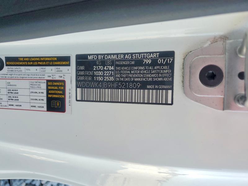 Aukcja sprzedaży 2017 Mercedes-benz C, vin: WDDWK4JB9HF521809, numer aukcji: 54871846