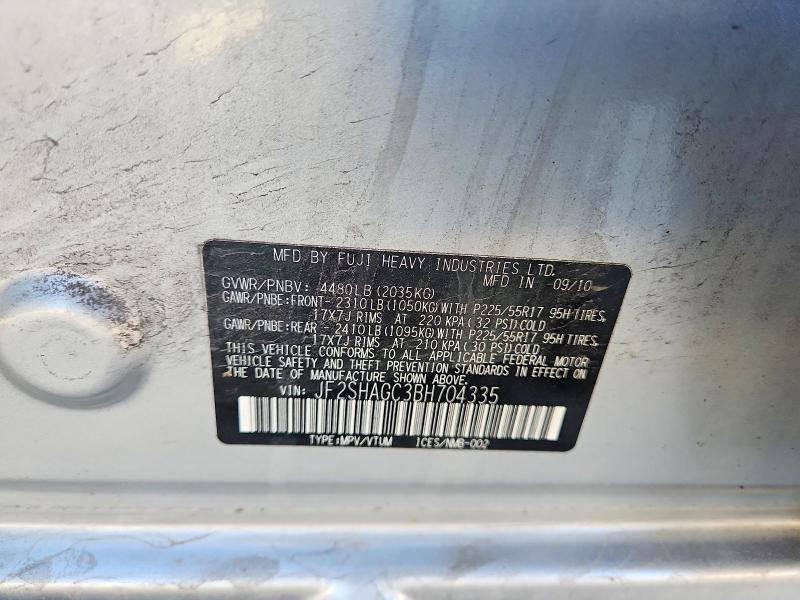 52080746 :رقم المزاد ، JF2SHAGC3BH704335 vin ، 2011 Subaru Forester مزاد بيع