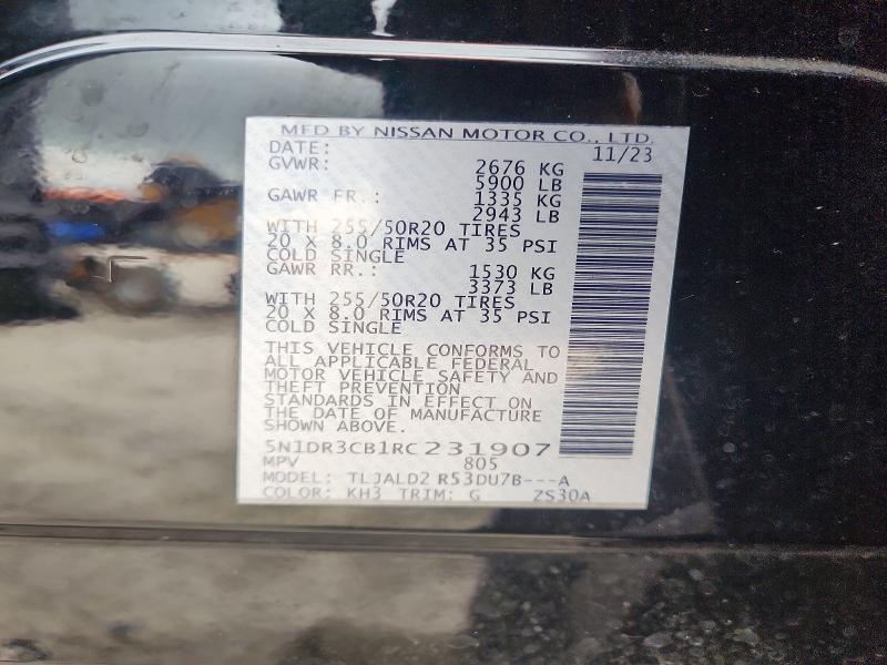 53439826 :رقم المزاد ، 5N1DR3CB1RC231907 vin ، 2024 Nissan Pathfinder مزاد بيع