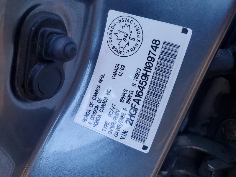 Aukcja sprzedaży 2009 Honda Civic, vin: 2HGFA16459H109748, numer aukcji: 53562046