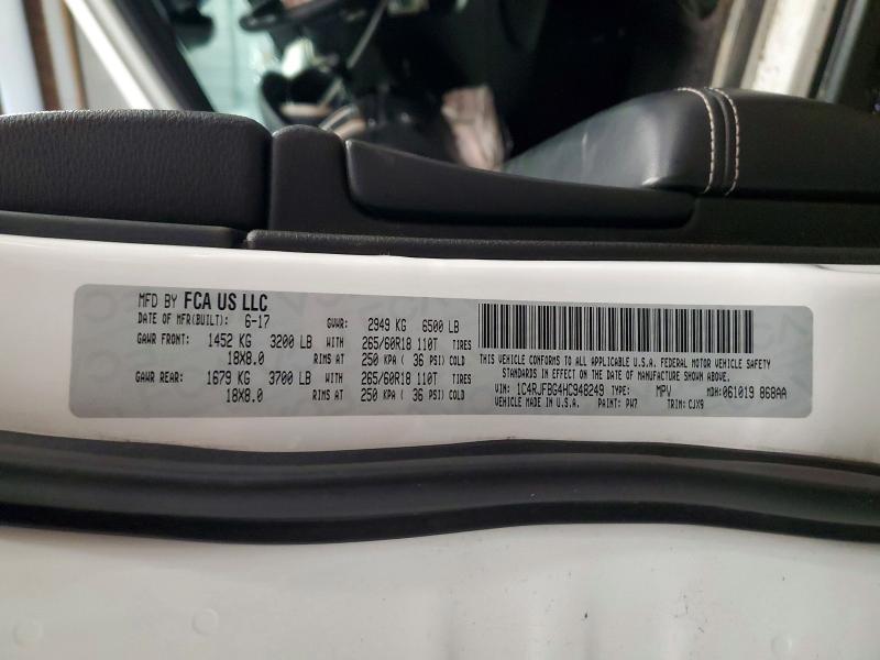 2017 Jeep Grand Cherokee მანქანა იყიდება აუქციონზე, vin: 1C4RJFBG4HC948249, აუქციონის ნომერი: 52831786