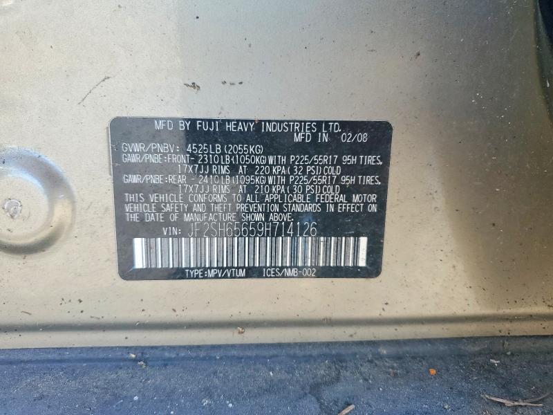 2009 Subaru Forester მანქანა იყიდება აუქციონზე, vin: JF2SH65659H714126, აუქციონის ნომერი: 51568166