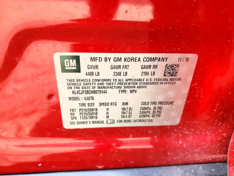 Продажа на аукционе авто 2017 Buick Encore, vin: KL4CJFSB2HB079144, номер лота: 55557156