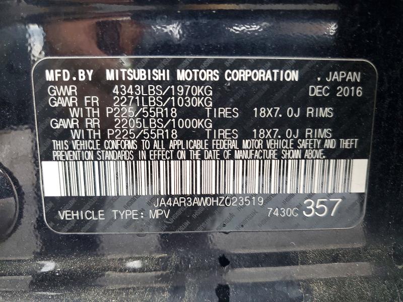 Aukcja sprzedaży 2017 Mitsubishi Outlander Sport, vin: JA4AR3AW0HZ023519, numer aukcji: 52161296