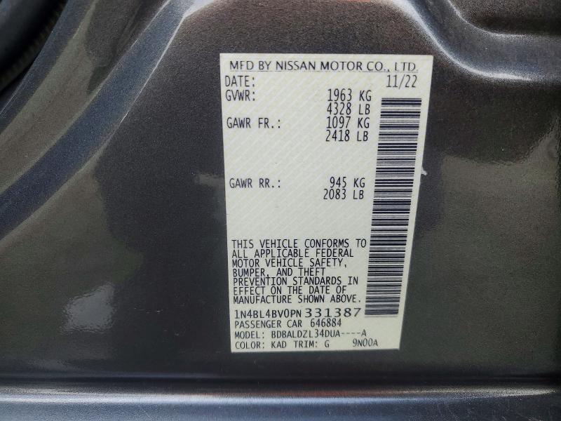 Продажа на аукционе авто 2023 Nissan Altima, vin: 1N4BL4BV0PN331387, номер лота: 53072246