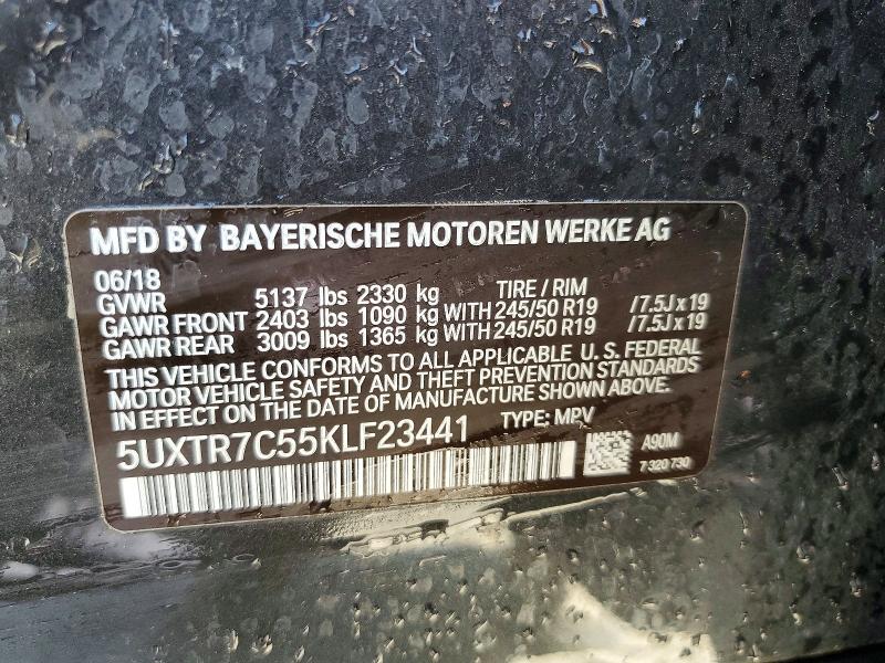 54438876 :رقم المزاد ، 5UXTR7C55KLF23441 vin ، 2019 Bmw X3 مزاد بيع