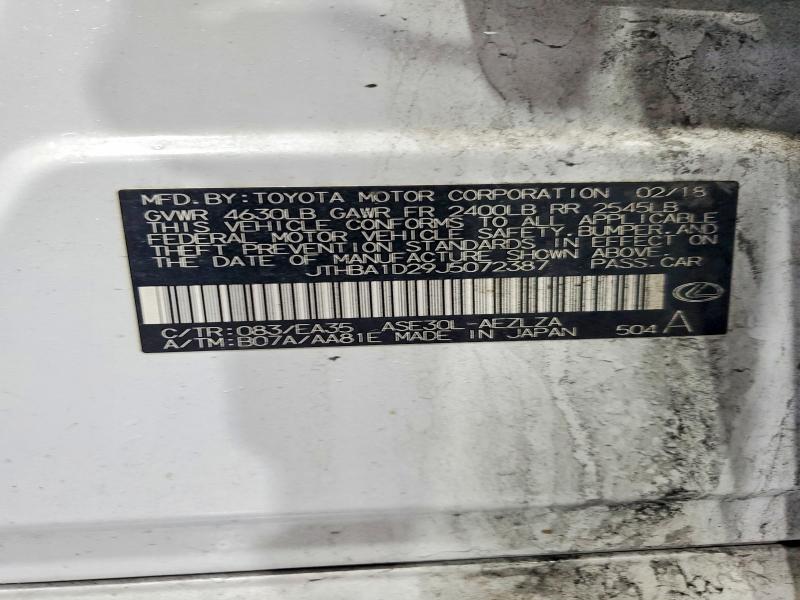 Aukcja sprzedaży 2018 Lexus Is, vin: JTHBA1D29J5072387, numer aukcji: 54422016