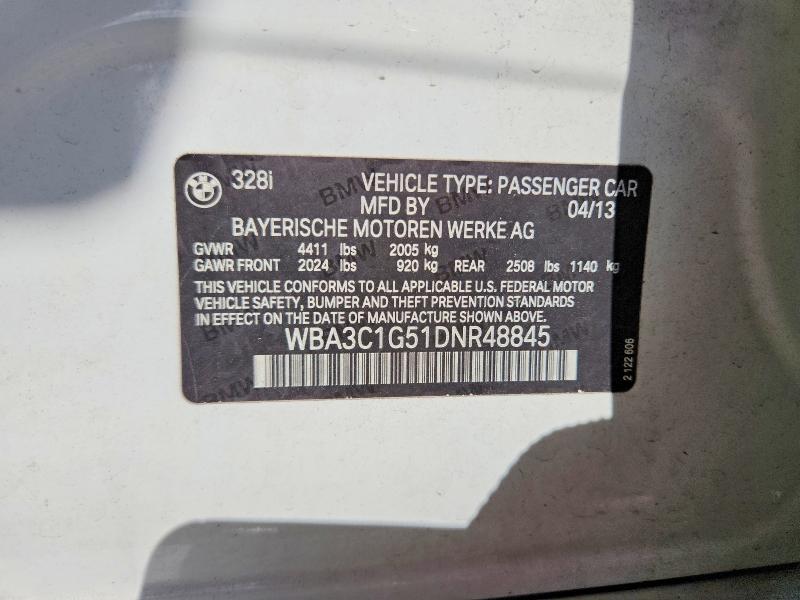 Продажа на аукционе авто 2013 Bmw 328, vin: WBA3C1G51DNR48845, номер лота: 51841386