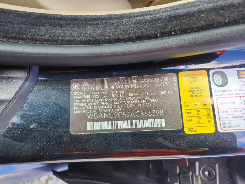Auction sale of the 2010 Bmw 528, vin: WBANU5C53AC366398, lot number: 54712096