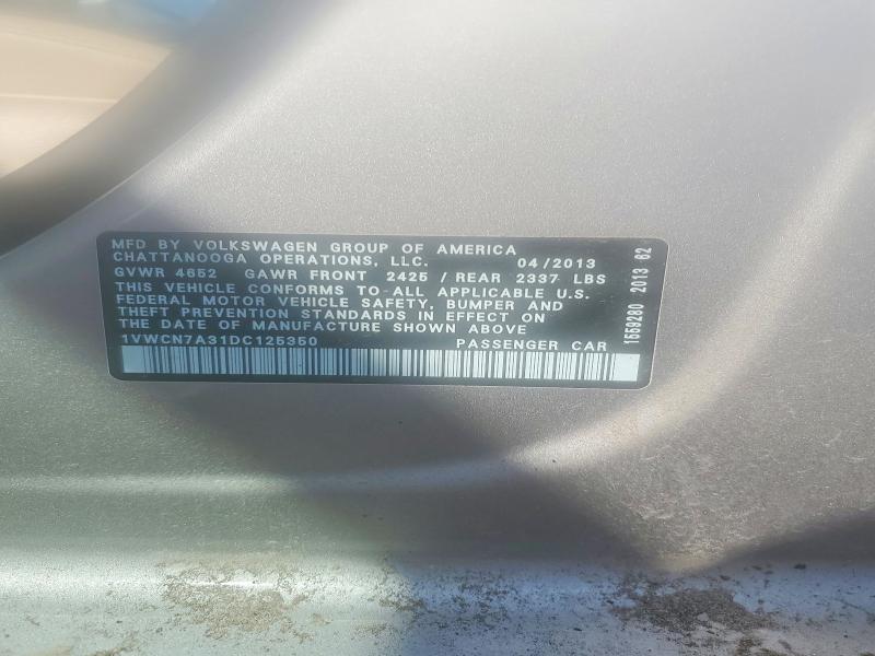 Aukcja sprzedaży 2013 Volkswagen Passat, vin: 1VWCN7A31DC125350, numer aukcji: 54244216