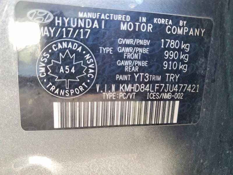 Продажа на аукционе авто 2018 Hyundai Elantra, vin: KMHD84LF7JU477421, номер лота: 48051096
