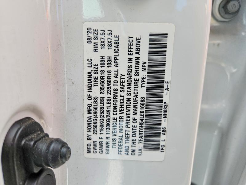 2020 Honda Cr-v მანქანა იყიდება აუქციონზე, vin: 7FART6H54LE016083, აუქციონის ნომერი: 55538826