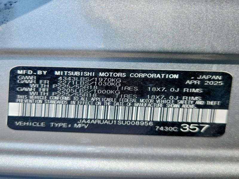 53026486 :رقم المزاد ، JA4ARUAU1SU008956 vin ، 2025 Mitsubishi Outlander Sport مزاد بيع
