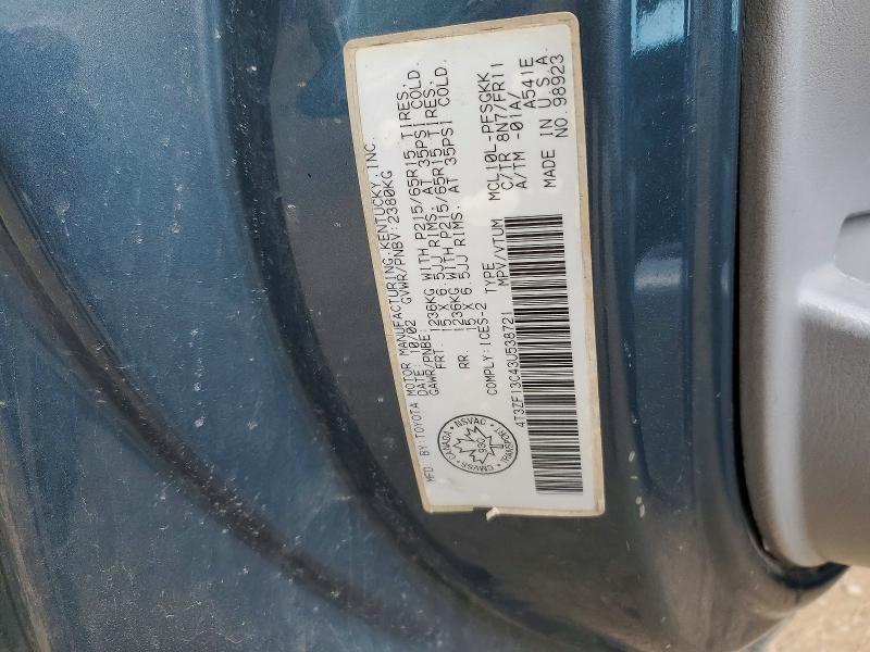 Aukcja sprzedaży 2003 Toyota Sienna, vin: 4T3ZF13C43U538721, numer aukcji: 54448556