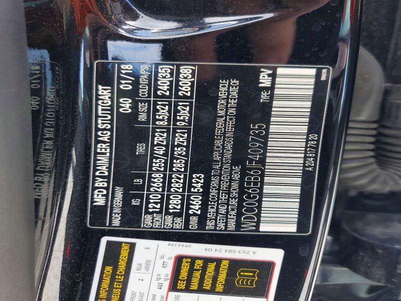 54192736 :رقم المزاد ، WDC0G6EB6JF409735 vin ، 2018 Mercedes-benz Glc مزاد بيع