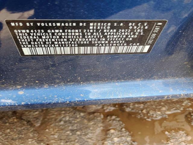 52301406 :رقم المزاد ، 3VWC57BU2KM113260 vin ، 2019 Volkswagen Jetta مزاد بيع