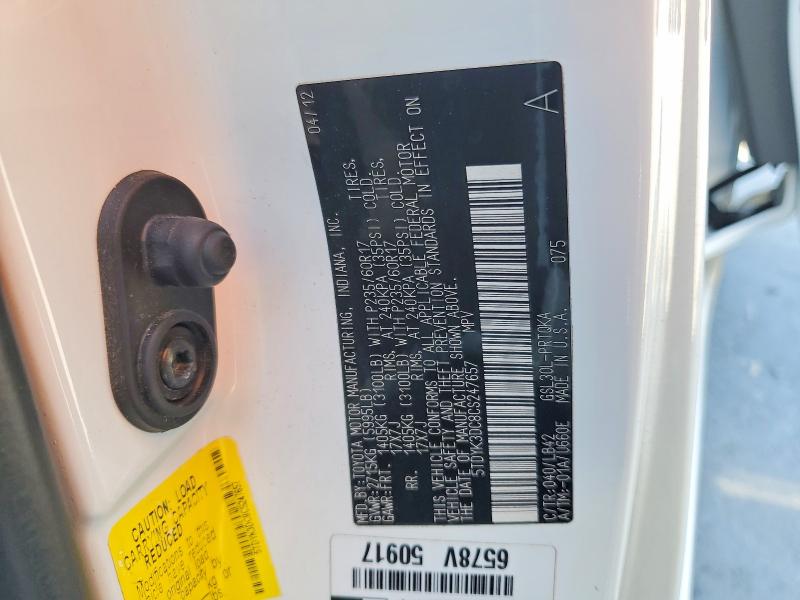 Продажа на аукционе авто 2012 Toyota Sienna, vin: 5TDYK3DC8CS247657, номер лота: 53430536