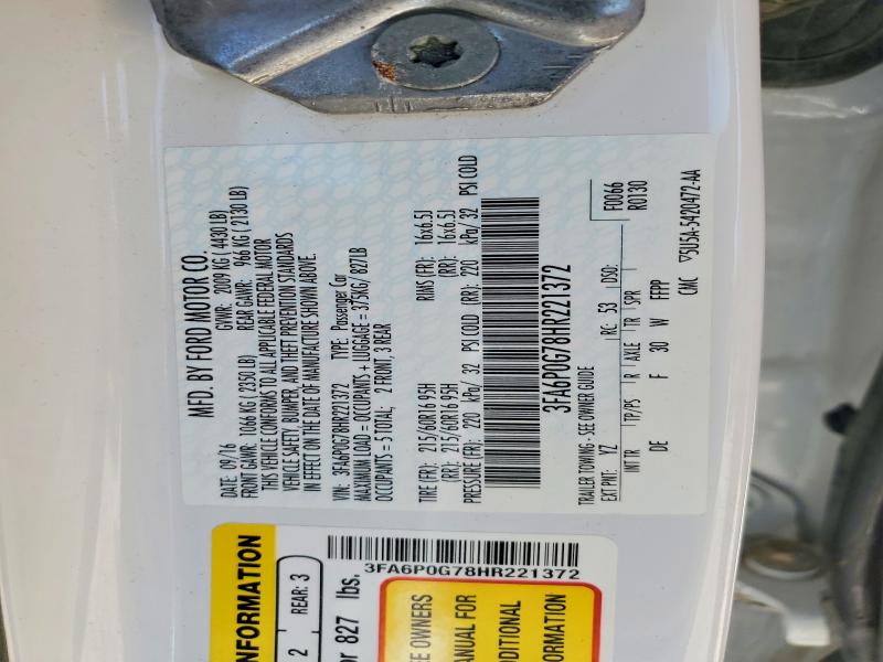 Aukcja sprzedaży 2017 Ford Fusion, vin: 3FA6P0G78HR221372, numer aukcji: 52199576