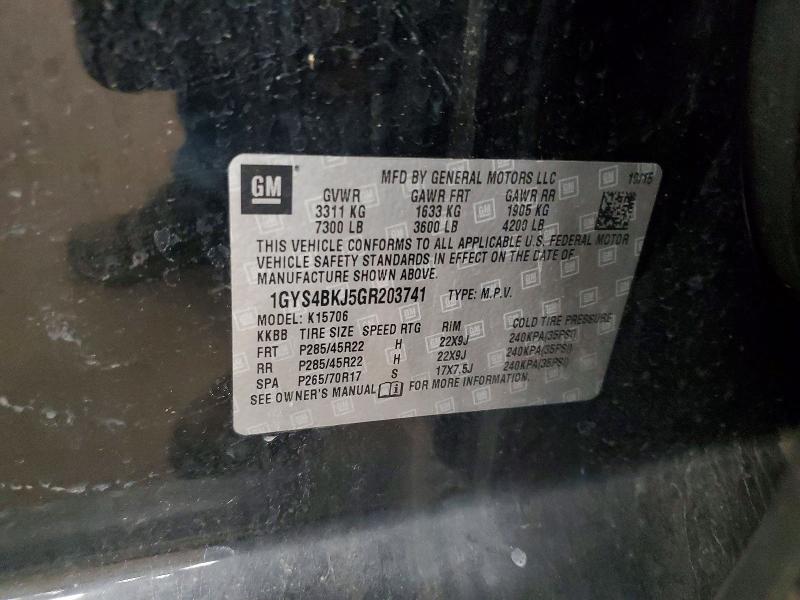 52348786 :رقم المزاد ، 1GYS4BKJ5GR203741 vin ، 2016 Cadillac Escalade مزاد بيع