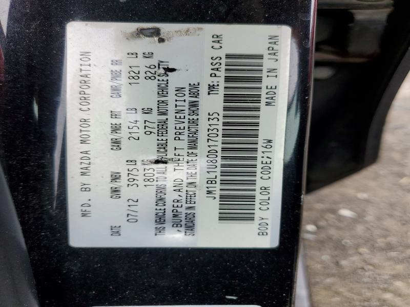 Aukcja sprzedaży 2013 Mazda 3, vin: JM1BL1U80D1703135, numer aukcji: 52926216