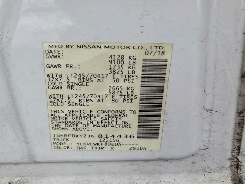 Aukcja sprzedaży 2018 Nissan Nv 2500, vin: 1N6BF0KY2JN814436, numer aukcji: 52916356