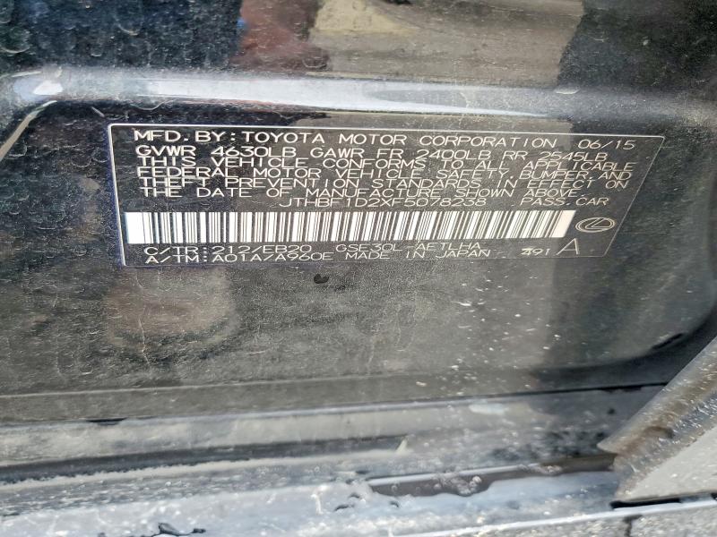 Aukcja sprzedaży 2015 Lexus Is, vin: JTHBF1D2XF5078238, numer aukcji: 54632776