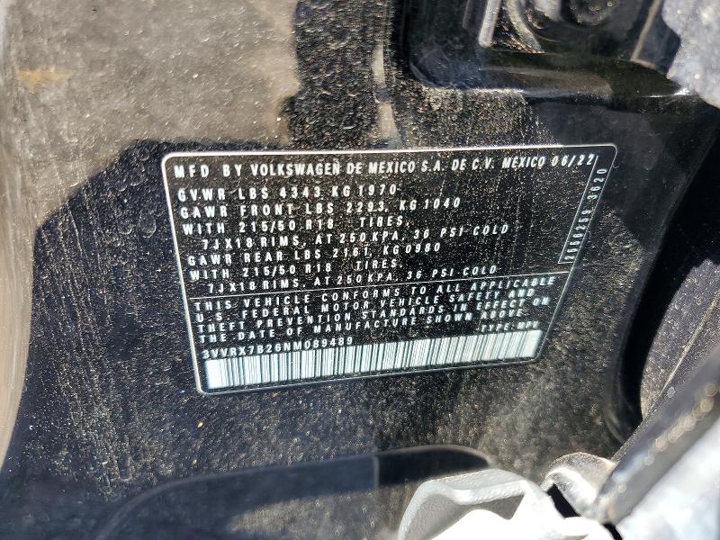 Aukcja sprzedaży 2022 Volkswagen Taos, vin: 3VVRX7B26NM089489, numer aukcji: 53374176