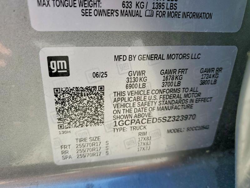53631596 :رقم المزاد ، 1GCPACED5SZ323970 vin ، 2025 Chevrolet Silverado مزاد بيع