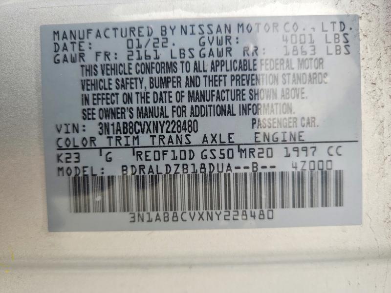 52849016 :رقم المزاد ، 3N1AB8CVXNY228480 vin ، 2022 Nissan Sentra مزاد بيع