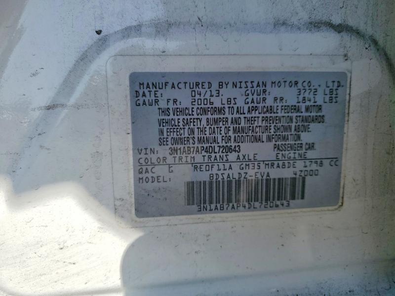 54022956 :رقم المزاد ، 3N1AB7AP4DL720643 vin ، 2013 Nissan Sentra مزاد بيع
