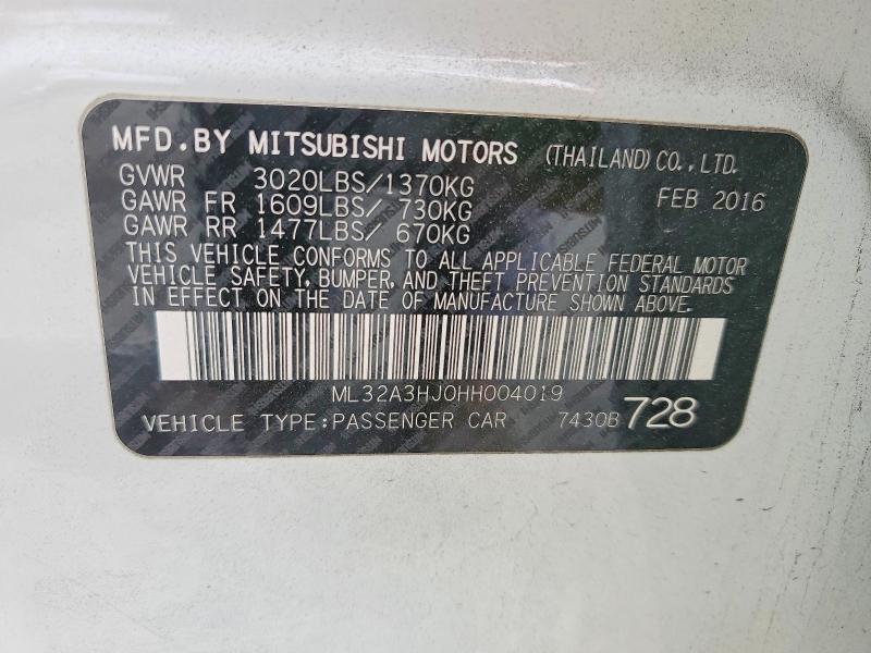 Продаж на аукціоні авто 2017 Mitsubishi Mirage, vin: ML32A3HJ0HH004019, номер лоту: 55191406