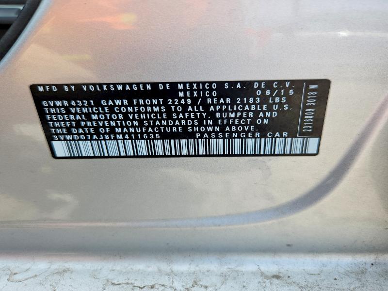 Продаж на аукціоні авто 2015 Volkswagen Jetta, vin: 3VWD07AJ8FM411635, номер лоту: 52806326