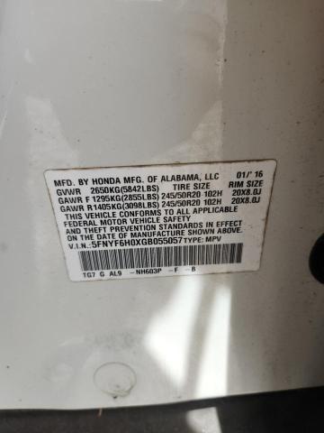Aukcja sprzedaży 2016 Honda Pilot, vin: 5FNYF6H0XGB055057, numer aukcji: 46864956