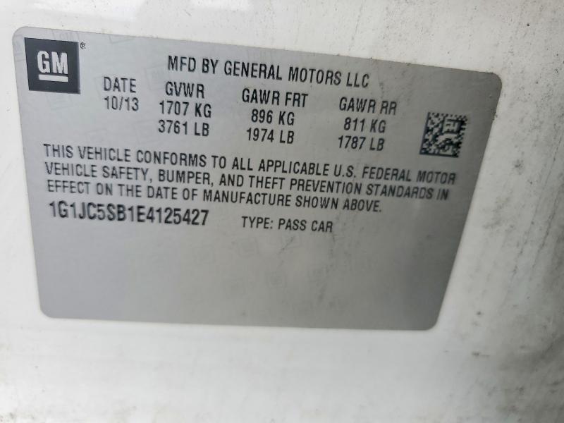 Продаж на аукціоні авто 2014 Chevrolet Sonic, vin: 1G1JC5SB1E4125427, номер лоту: 54829716