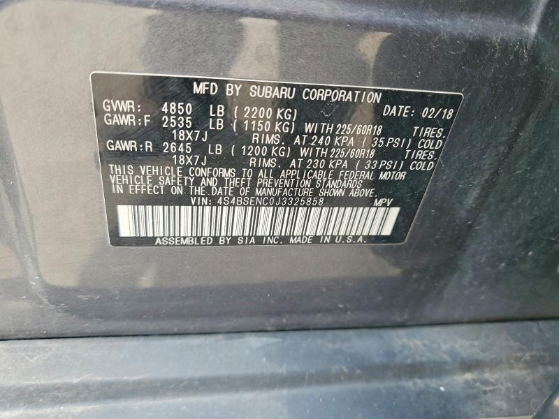Aukcja sprzedaży 2018 Subaru Outback, vin: 4S4BSENC0J3325858, numer aukcji: 55201916