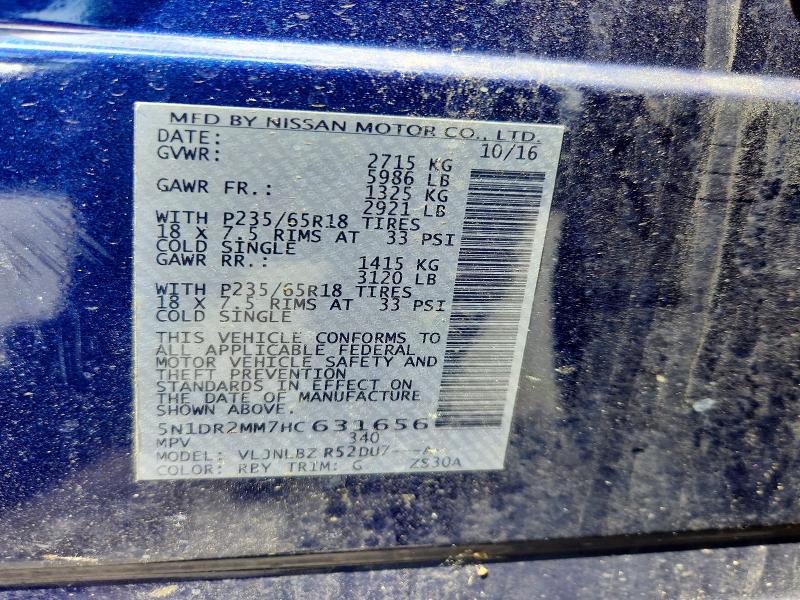Продаж на аукціоні авто 2017 Nissan Pathfinder, vin: 5N1DR2MM7HC631656, номер лоту: 52488846