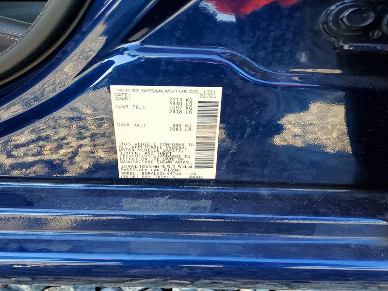 2021 Nissan Altima მანქანა იყიდება აუქციონზე, vin: 1N4AL4CV5MN351544, აუქციონის ნომერი: 54140526