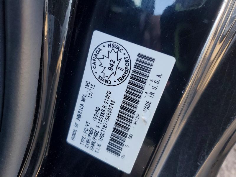 Продажа на аукционе авто 2016 Honda Accord, vin: 1HGCT1B71GA800249, номер лота: 51847326