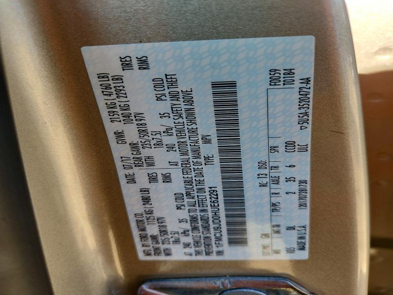 Продаж на аукціоні авто 2017 Ford Escape, vin: 1FMCU9JD0HUE62291, номер лоту: 54040486