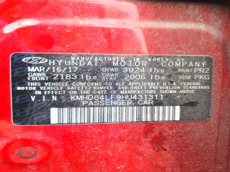 Aukcja sprzedaży 2017 Hyundai Elantra, vin: KMHD84LF9HU431311, numer aukcji: 51789096